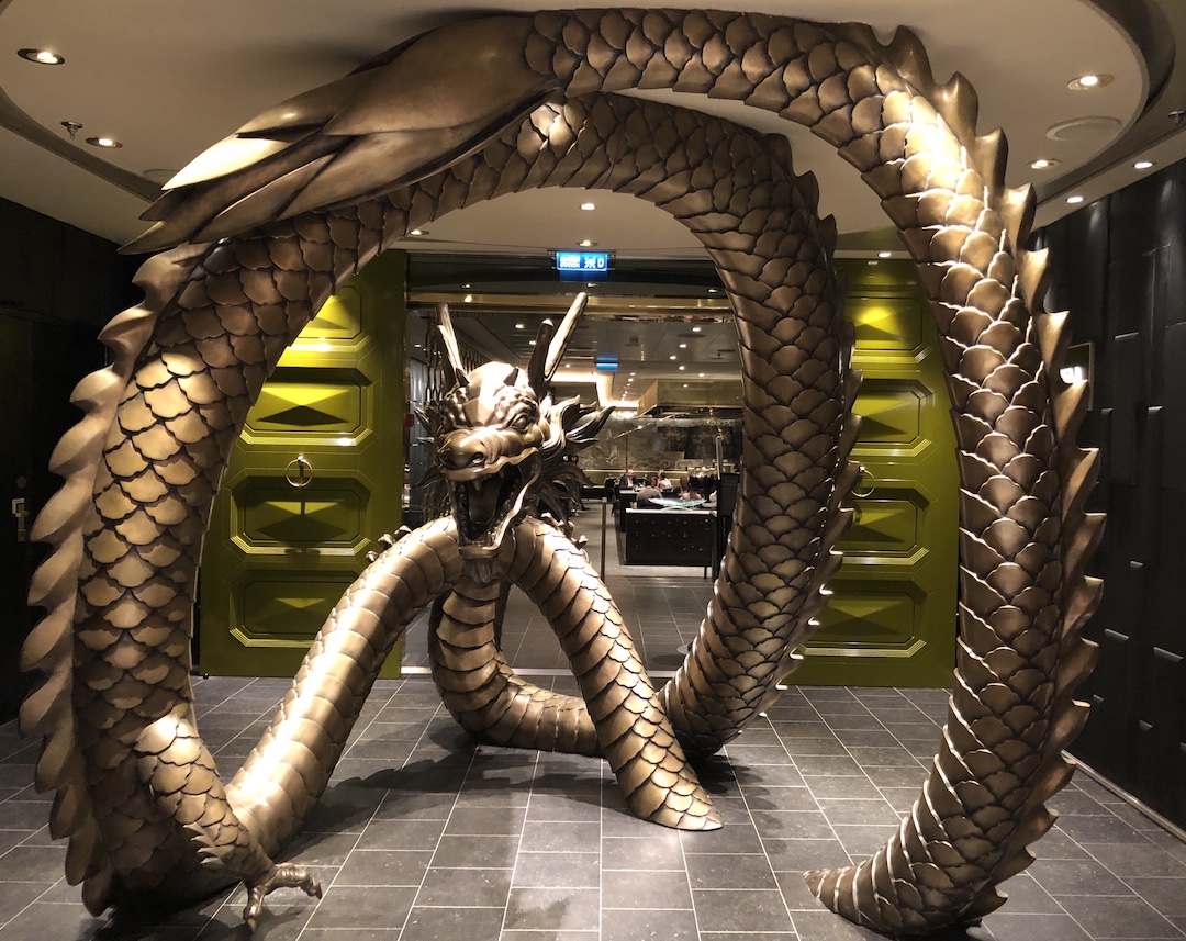 The dragon at the entrance to the Pacific Rim onboard Regent Seven Seas Splendor